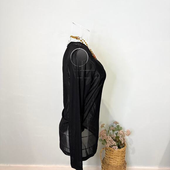 Cute black mesh long sleeve top - Picture 3 of 6